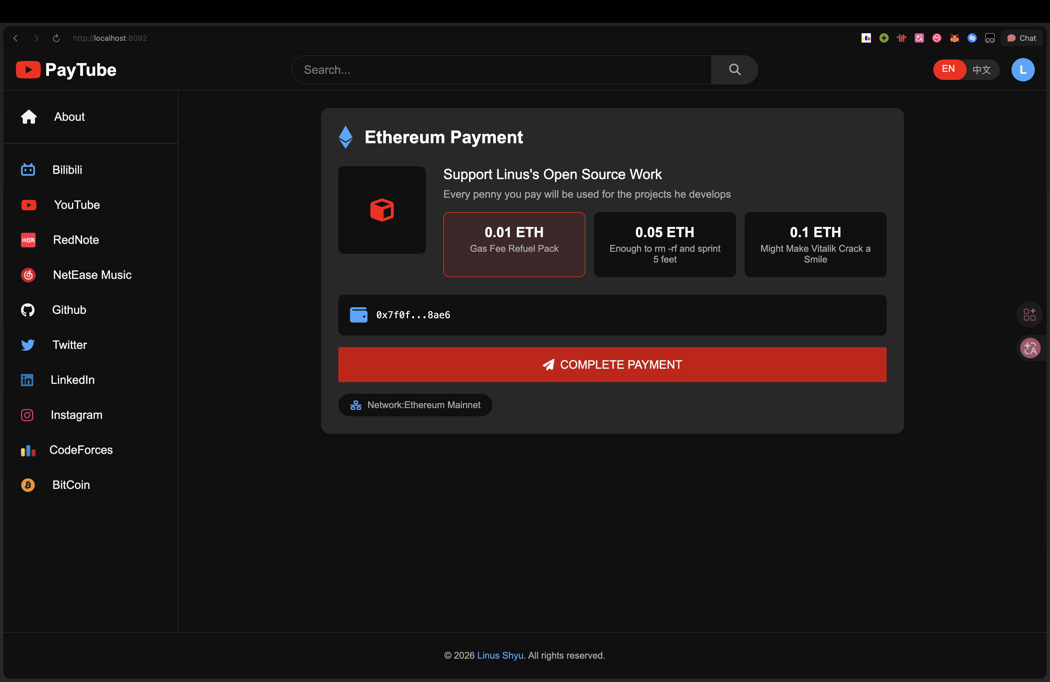 PayTube — Ethereum Payment